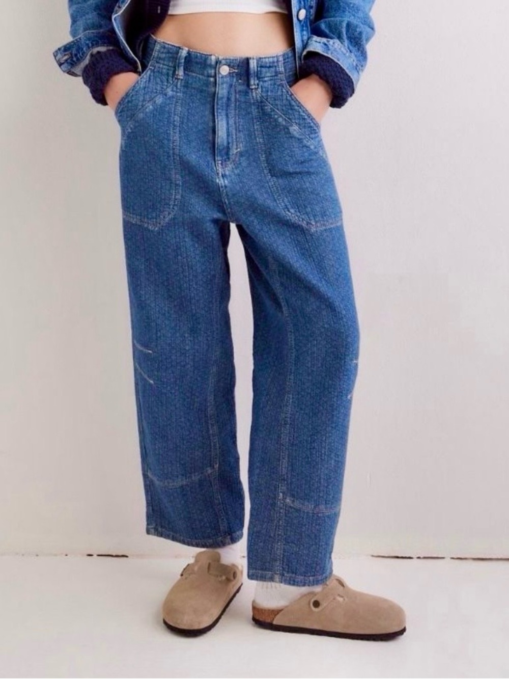 Free People NWOT We the Free  Midnight Voyage Dropped Boyfriend Jeans-M